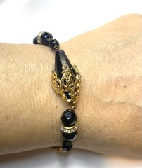 2.475 Vintage luxury set, necklace, bracelet, gold tone, cut glass inserts