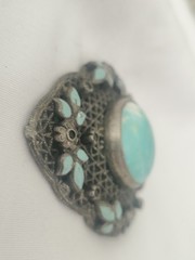 Vintage Pendant Filigree Silver Ornate Teardrop European Jewelry no Ring J2