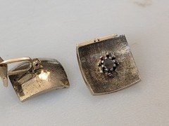 Vintage MCM Sterling Silver Heavy Men’s Cufflinks Textured Curved Sunburst 22.3g