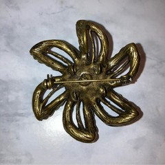 Vintage Floral Brooch Purple Gold Boho Flower Pendant Pin Art Deco Jewelry
