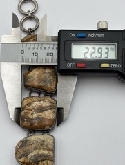VTG 925 Sterling Silver Picture Jasper Multi Shape Bezel Link Bracelet 8.5”