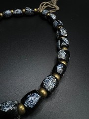 Vintage Black Glass Bead Necklace | Speckled Glass Necklace | Handmade Statement