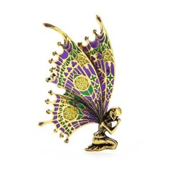Vintage Butterfly Wings Fairy Brooch Quality Enamel Women Pin Angel Jewelry Gift