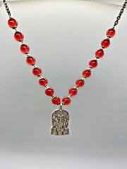 Axcess (A Liz Claiborne Co) Vintage Ganesh Pendant Necklace w Red Beads
