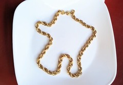 Vintage Classic MONET 24″ Chain TWISTED ROPE Gold Tone NECKLACE