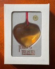 VTG Lead Crystal Heart Pendant Necklace Germany 24% PBO Amber NRFB 1990’s