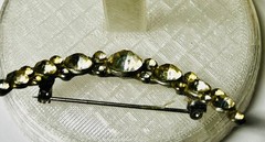 Vintage Antique Pot Metal Crecent Moon Brooch Old European Cut Rhinestones