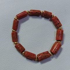 Italian Red Coral Brass Beads Bracelet Natural Coral Gemstone Handmade Bracelet