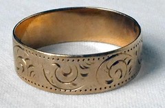 Antique Victorian 14k Rose Gold Hand Engraved Wide Wedding Band Ring Size 6.25