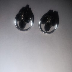 Vtg Black Rhinestone Clip On Earrings Silver Finish 3 Stone MCM