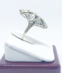 *APPRAISAL ESTATE 1.07CT ANTIQUE ART DECO NATURAL DIAMOND SAPPHIRE RING 18K GOLD