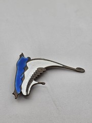 Albert Scharning Norway Sterling Guilloche Enamel Viking Ship Brooch