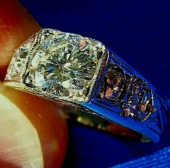 Original EARTH MINED DIAMOND Deco Engagement Ring Vintage SOLID 14K WHITE GOLD