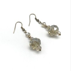 Clear Faceted Crystal Beaded Dangle Drop Earrings