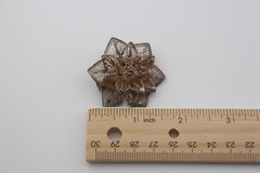 Antique 750 or 800 silver filigree flower brooch 1.50″ delicate art deco style