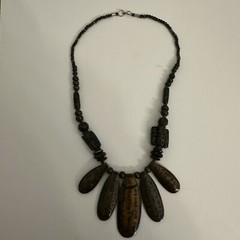 Vintage African Necklace Handcarved Horn Beads, Antique
