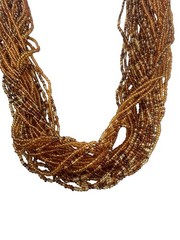 Vintage Miriam Haskell Amber Gold Seed Bead Torsade Multi Strand Necklace