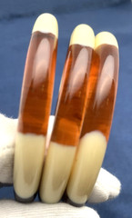 Vintage Amber Honey & Cream Lucite Bangle Bracelets Set of 3 (8-1/8” Inside Cir)