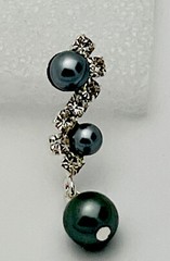 Vintage Charlestone Silver Tone Faux Pearl 32 Crystal Titanium Post Earrings