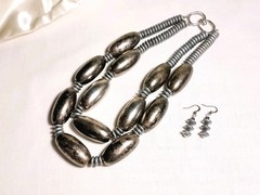 Vintage Bold Signed Les Bernard Necklace 14.5” & Earrings SET**RESTORED-