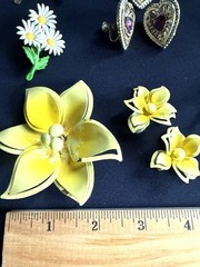21 -pc Vintage Lot of Rhinestone & Other Brooches and some Matching Earrings