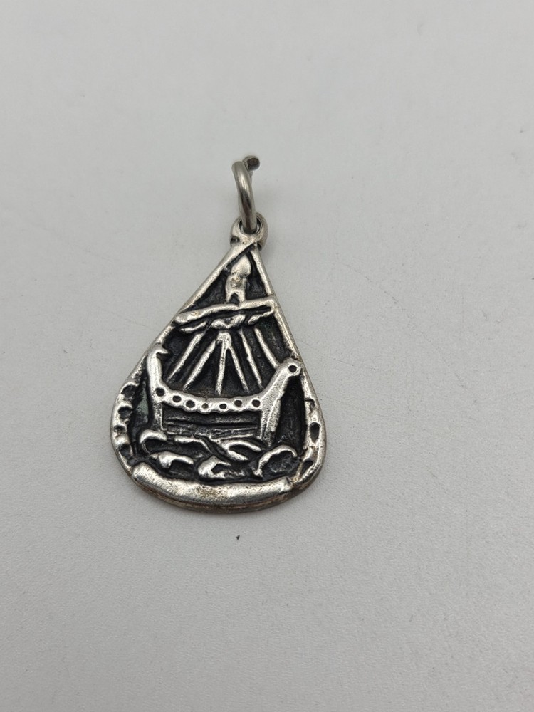 925 Sterling Silver Vintage Viking Charm Or Pendant Made In Scotland