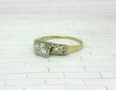 .50 ctw Diamonds European Cut 14k Yellow & White Gold Antique Engagement Ring