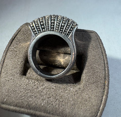 Vintage sterling silver beaded dome ring, size 5.50