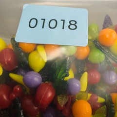 Vintage Fruit Salad Necklace Plastic Grapes Cherries Bananas Pears 27″