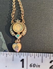 Antique Lavalier Pendant Victorian Gold & Silver Garnet Pearl Turquoise