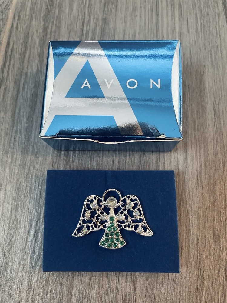 2008 Avon Heavenly Angel Birthstone Tac Pin for May Birthday Emerald Green New