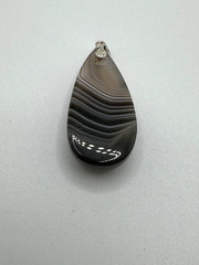 PURPLE ONYX AGATE TEARDROP PENDANT VINTAGE MARKED 925