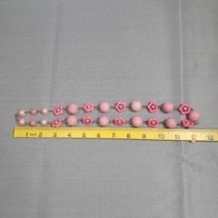 Vintage Handmade Women’s Necklace Pink Cotton Candy Natural Stones, Faux Pearls