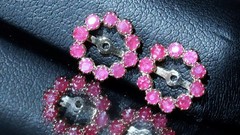 14k yellow gold 0.40ct ruby earring jackets vintage heated handmade 0.80gr