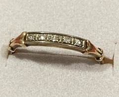 Vintage Antique 14k Solid Yellow Gold Accent Diamond Art Deco Band Ring SIZE 6