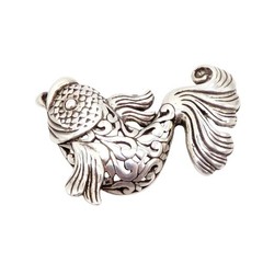 Vintage Jezlaine 925 Sterling Silver Koi Fish Brooch Pin