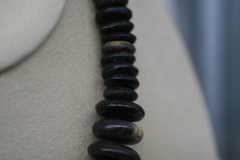 Vintage Natural Buffalo Horn Beaded Necklace 25-14mm 17.5″ L1