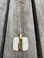 Vintage LANVIN IVORY KEYHOLE PENDANT NECKLACE
