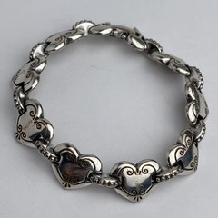 Brighton Cafe au Lait Bracelet Etched Scroll Heart Links Retired Vintage 7.25″