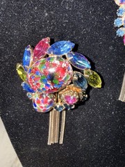 Alice Caviness “Easter egg” cabochon & multi-colored faceted rhinestone Parure