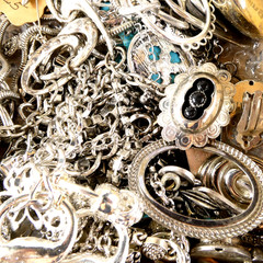 Vintage To Now ALL SILVER TONE Craft/Junk Jewelry Lot 3.1 B Redesign DIY Create
