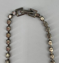 Antique Art Deco Silver Tone Multi Layer Rhinestone Collar Statement Necklace