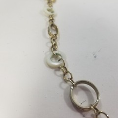 Signed Mother of Pearl Disk Necklace Gold Tone Costume Cookie Lee Circle Circlet