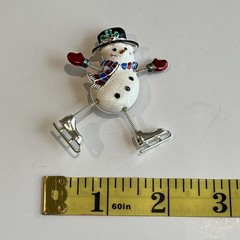 Vintage Christmas Holiday Brooch Pin – Ice Skating Snowman Danecraft Signed Good