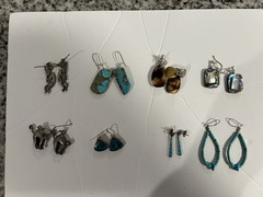 EIGHT PAIRS VINTAGE ESTATE EARRINGS STERLING SILVER TURQUOISE SOUTHWEST NATIVE