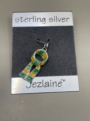 VTG Jezlaine Sterling Silver 925 Winter Scarf Enamel 0.75” Pendant Charm NWT