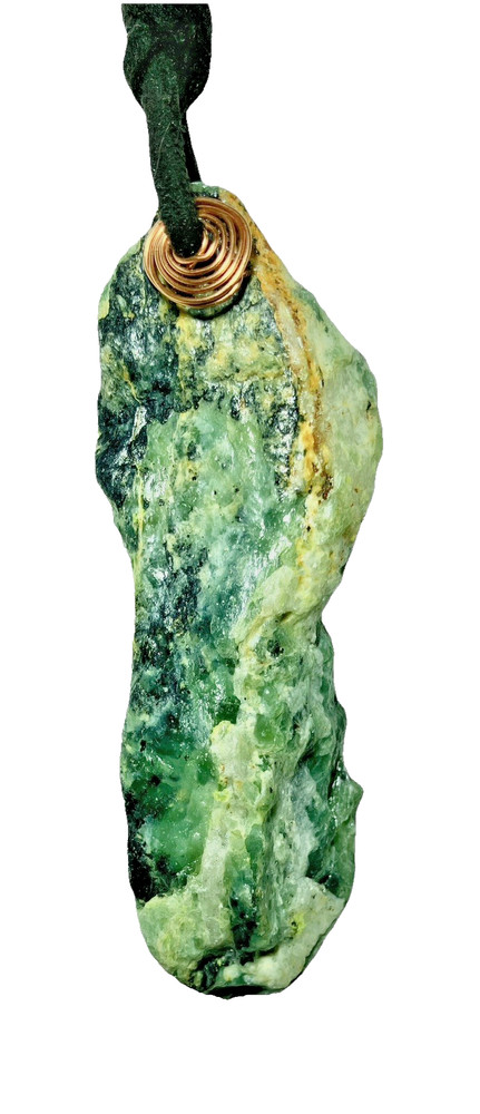 Nephrite Jade Magnetic Pendant with Copper Coils