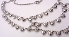 Vintage White Gold Filled Clear Crystal Open Back Prong Set Festoon Necklace