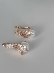 Vintage 1990-s 14 Ct Rolled Gold Pearls / Zircons Earrings – Hallmarked 585 RG