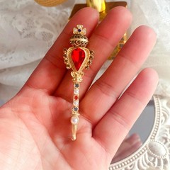 Vintage Baroque Crown Magic Wand Fairy Stick Brooches Pin Jewelry Gift For Women
